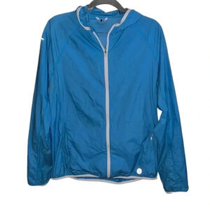 Tory Burch Sport Lightweight Blue Spring Hooded Jacket Size M/L